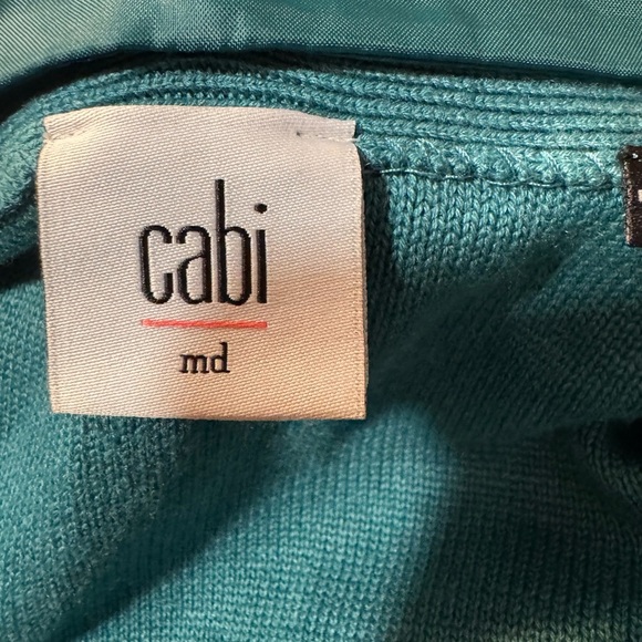 CAbi Teal Cardigan with Detachable Faux Fur Collar - Picture 4 of 9